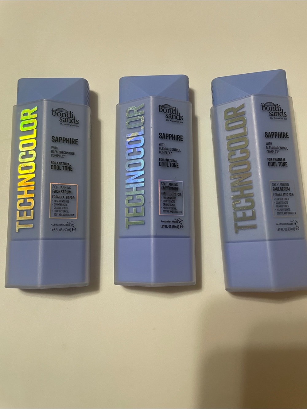Bondi Sands Self Tan Face Serum 3 pack NEW Blue 1.69 oz. Sapphire Technocolor
